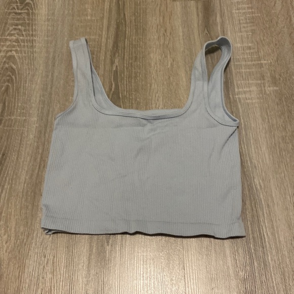 blue ribbed tank cropped top - Picture 1 of 1